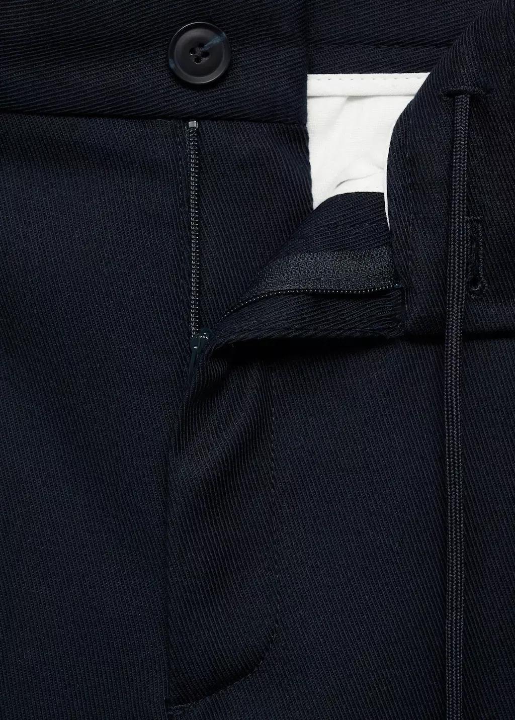 Navy Straight-Fit Pleated Trousers, , large image number 3