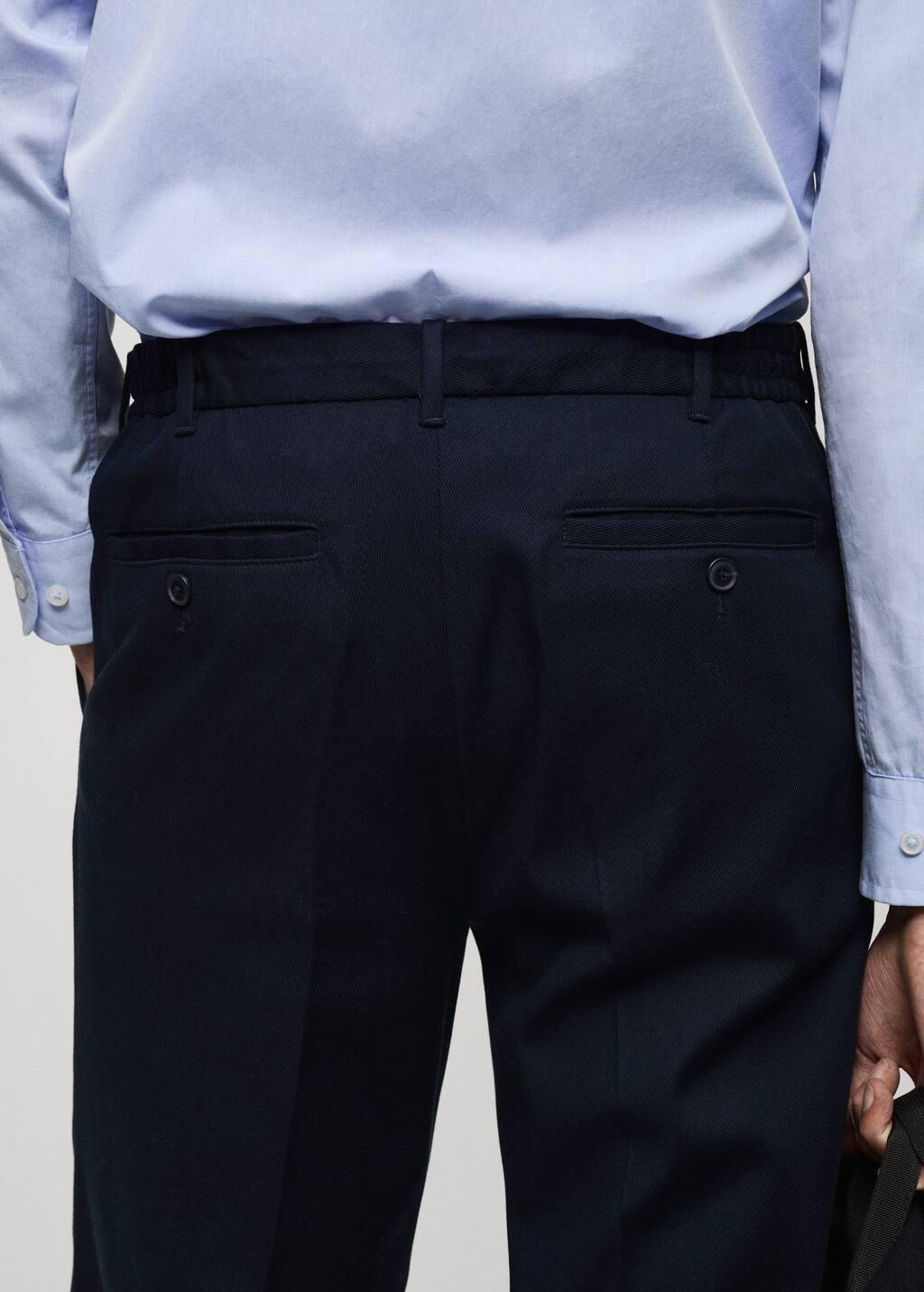 Navy Straight-Fit Pleated Trousers, , large image number 5