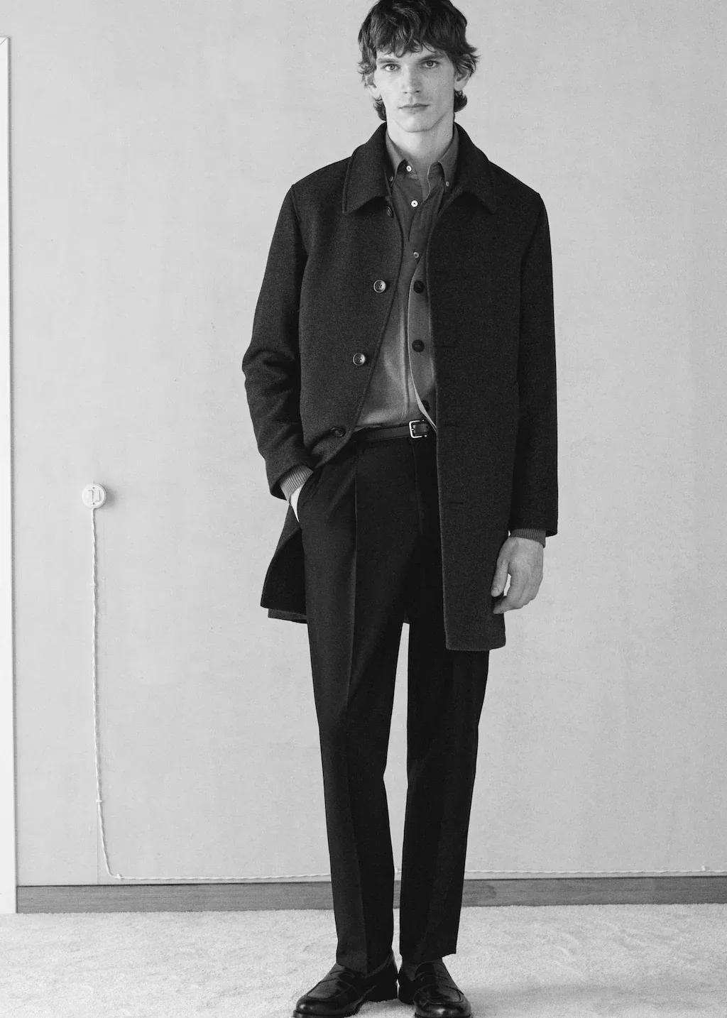 Navy Straight-Fit Pleated Trousers, , large image number 6