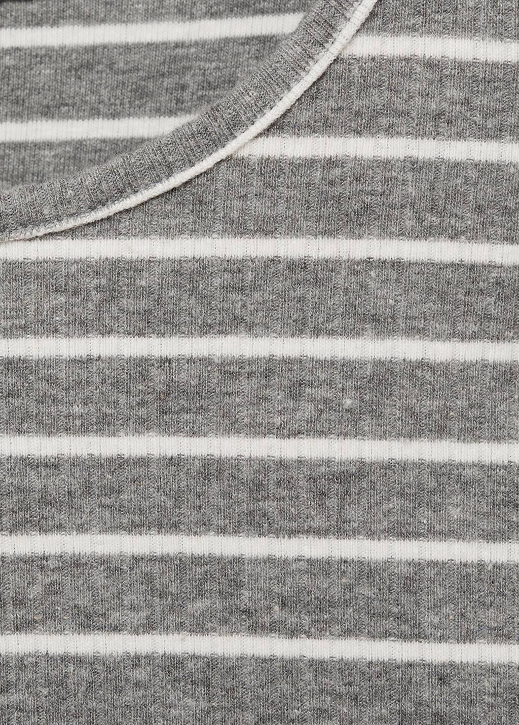 Grey Striped Rib T-Shirt, Kids Girl, , large image number 2