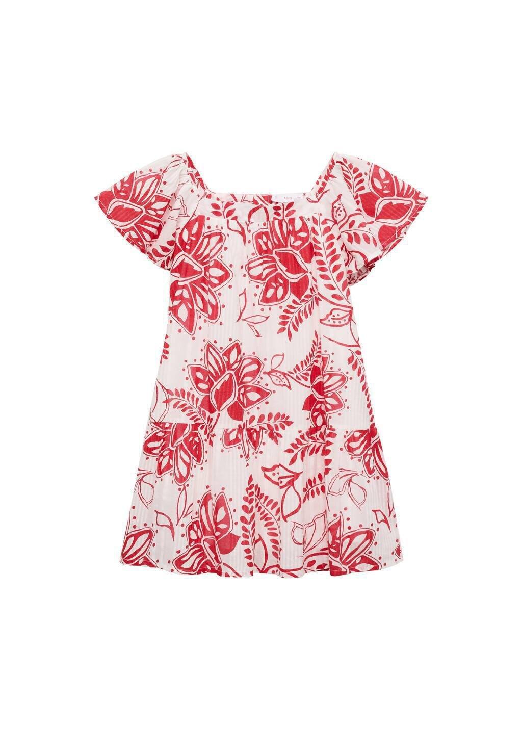 Red Floral Lightweight Dress, Kids Girl, , large image number 0