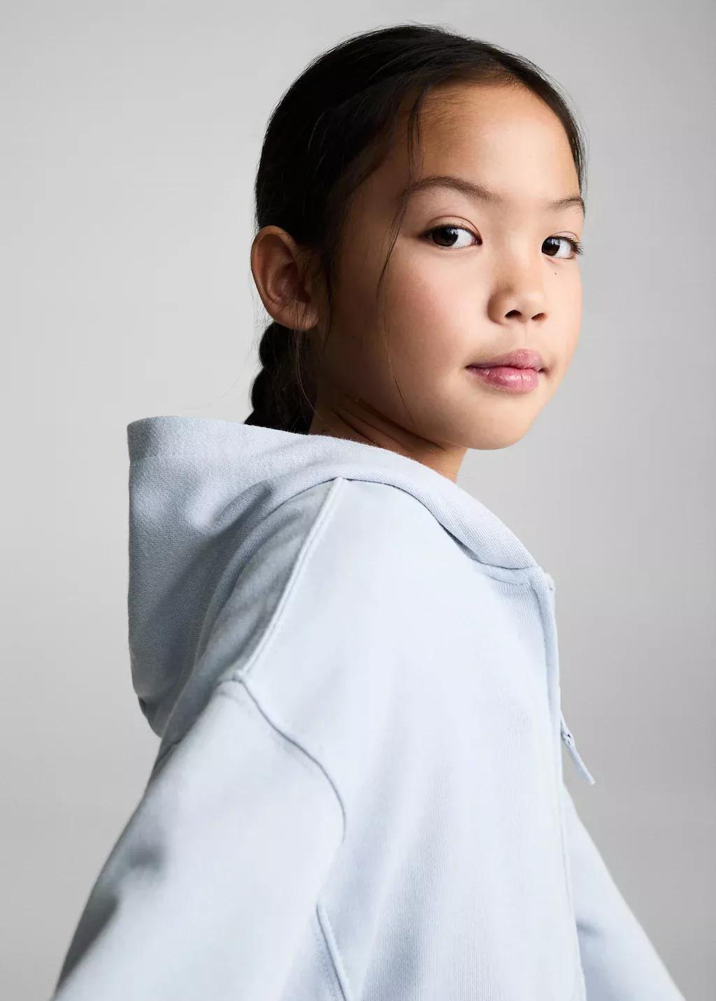 Blue Lt Pastel Sweatshirt With Open Hood, Kids Girl, , large image number 1