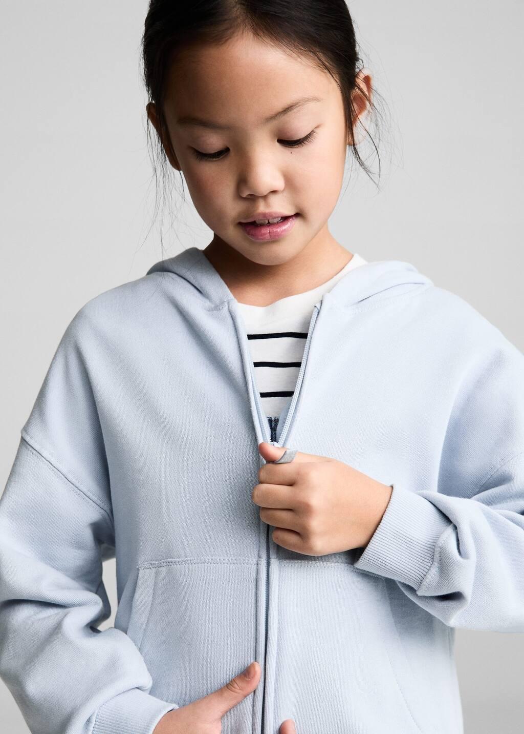 Blue Lt Pastel Sweatshirt With Open Hood, Kids Girl, , large image number 2