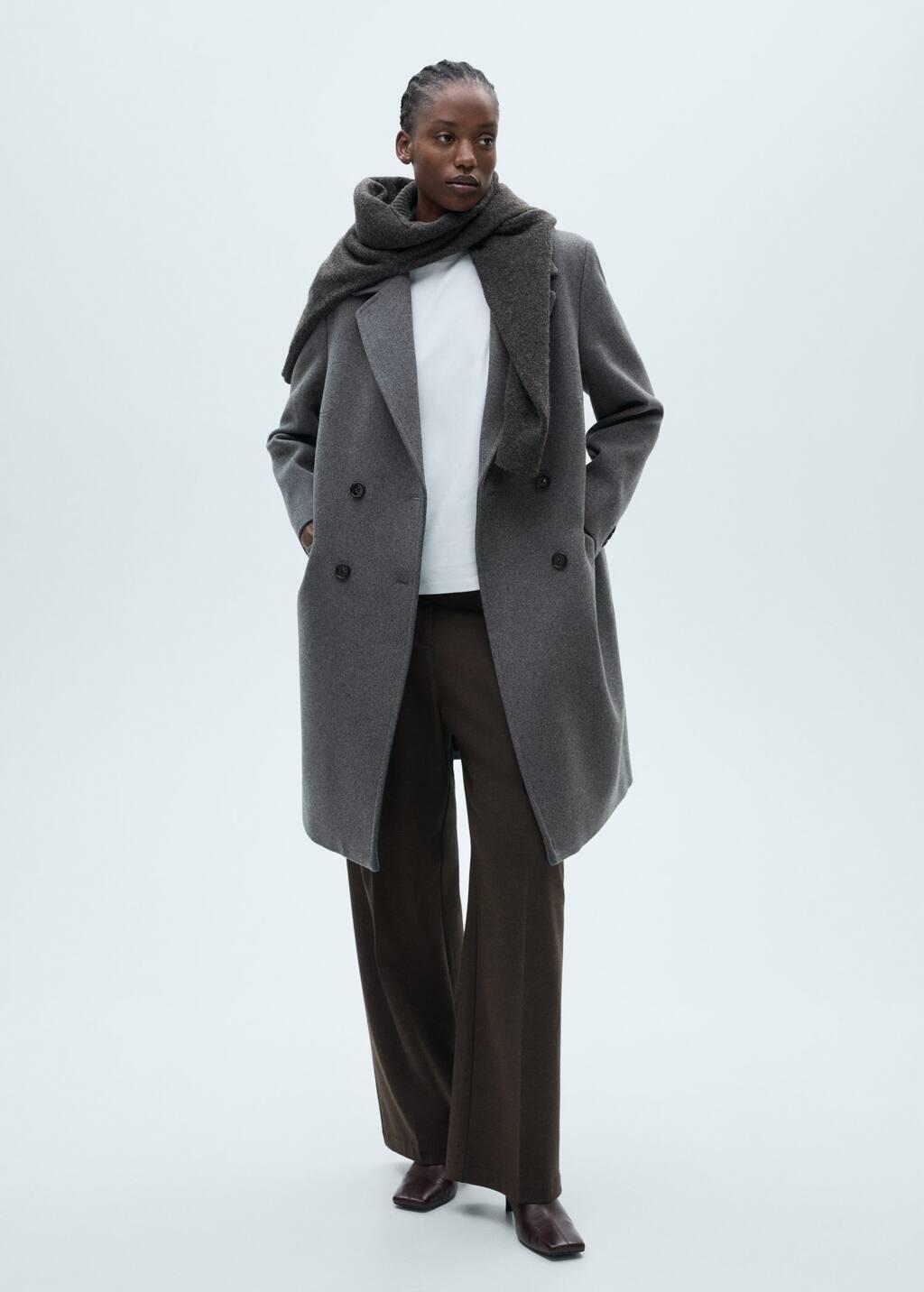 Grey Double-Breasted Wool Coat, , large image number 3