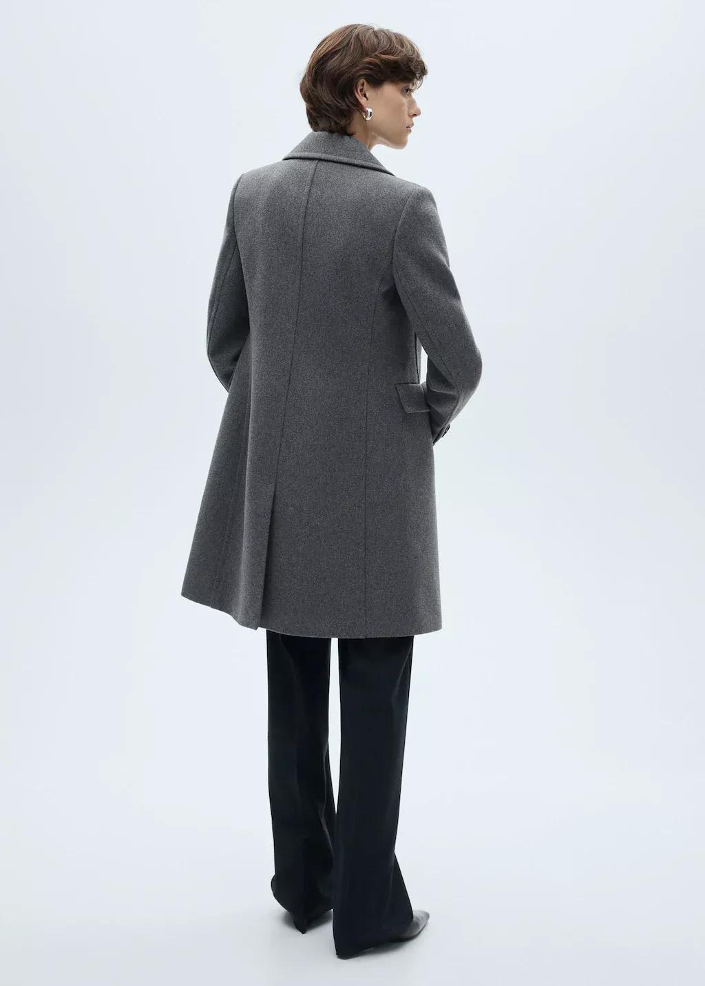 Grey Double-Breasted Wool Coat, , large image number 7