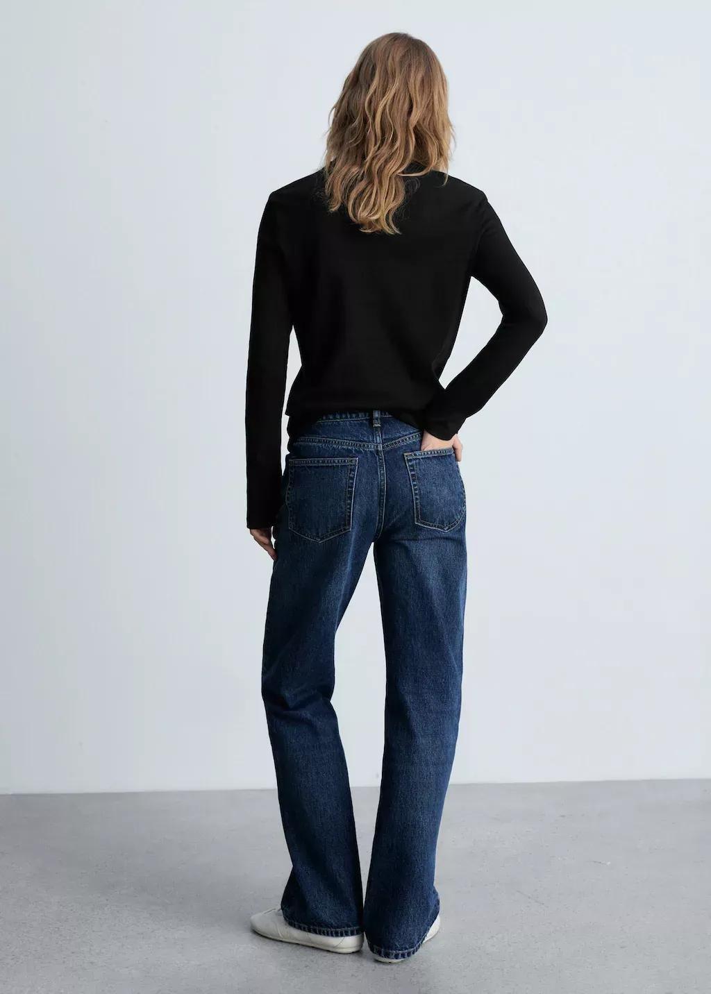 Black Long Sleeve Cotton T-Shirt, , large image number 5