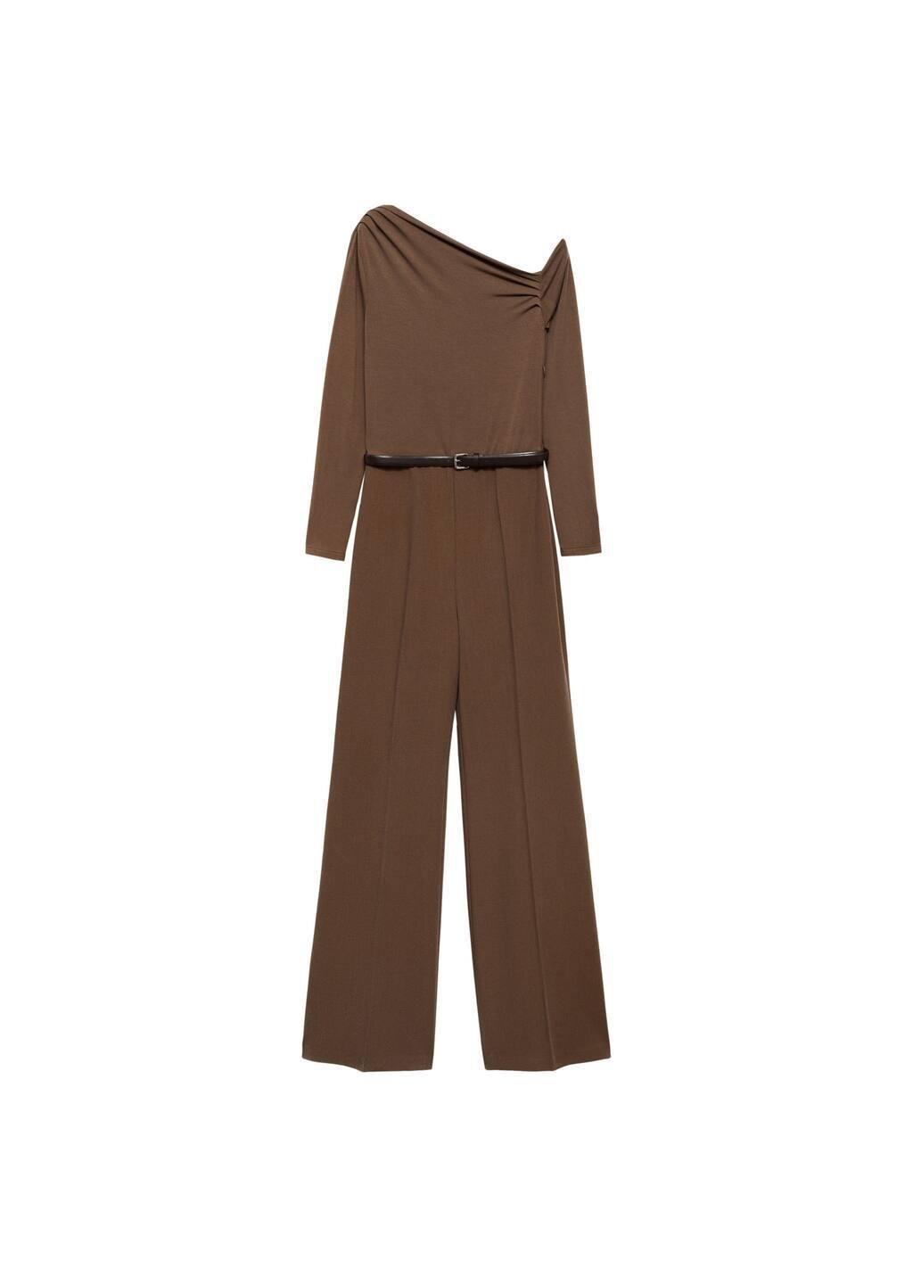 Brown Asymmetric Belt Jumpsuit, , large image number 3