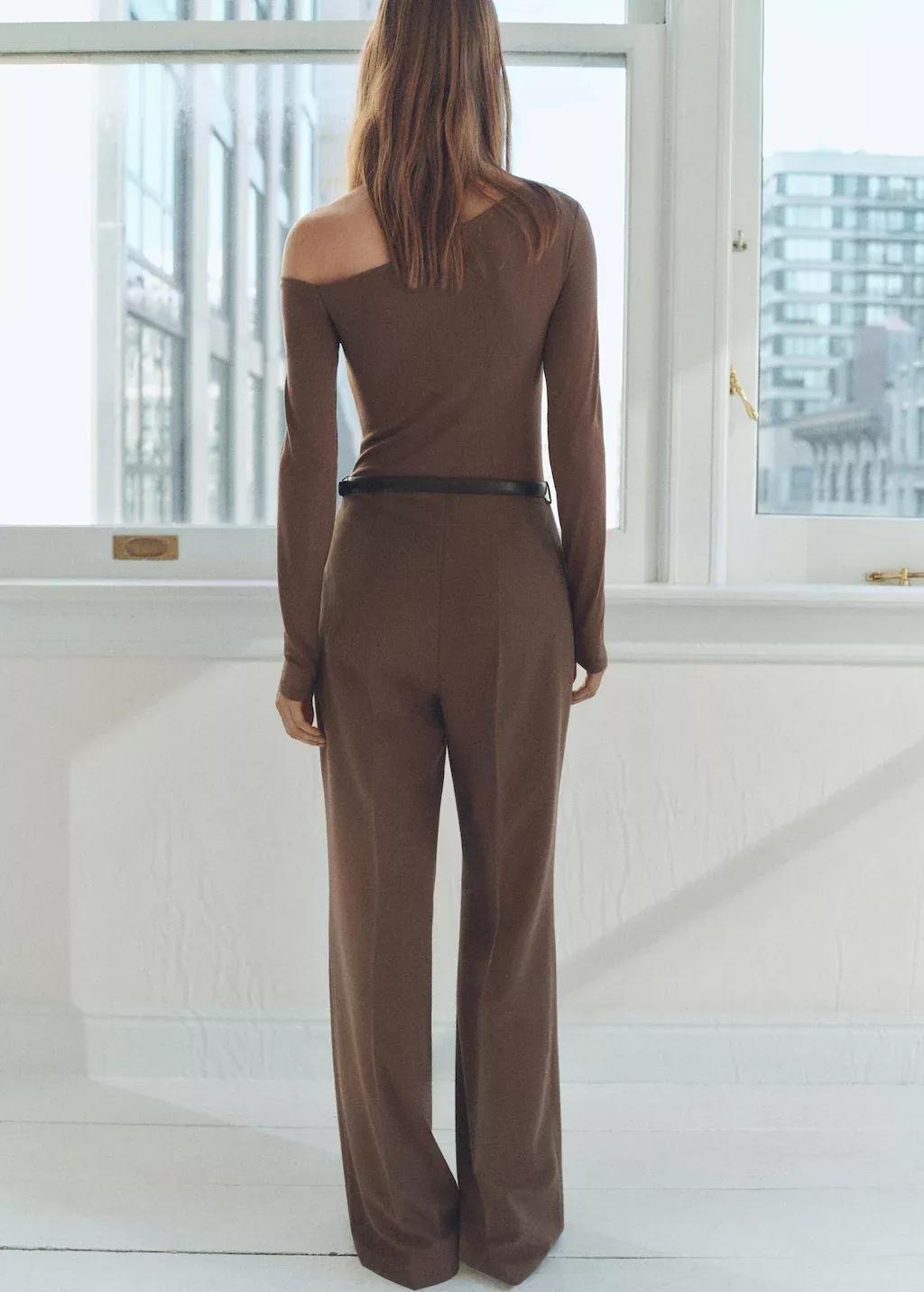 Brown Asymmetric Belt Jumpsuit, , large image number 4
