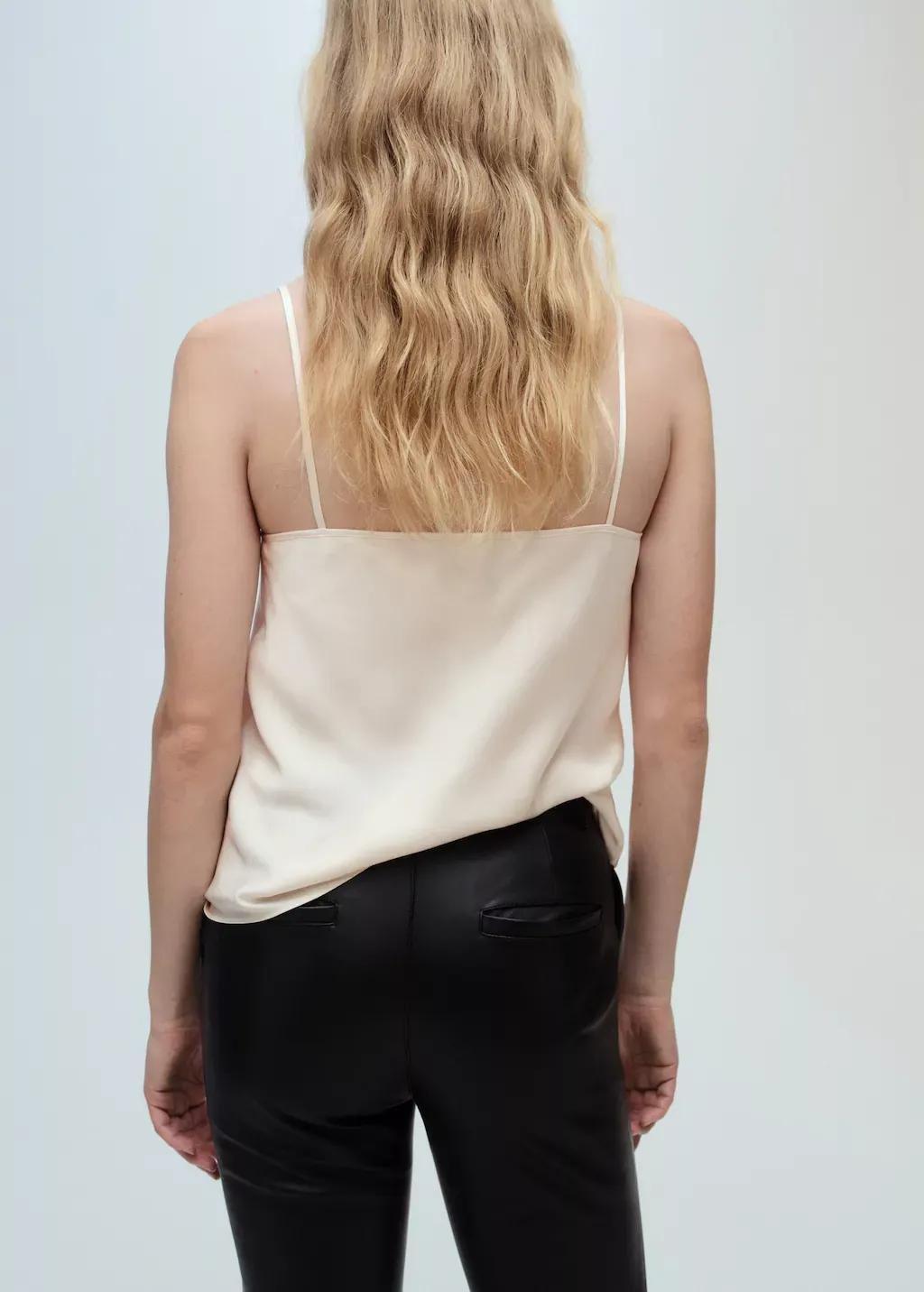 White Satin Top With Thin Straps, , large image number 2