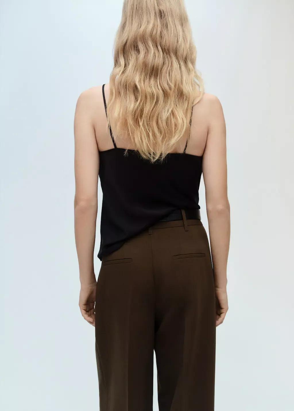 Black Satin Top With Thin Straps, , large image number 2
