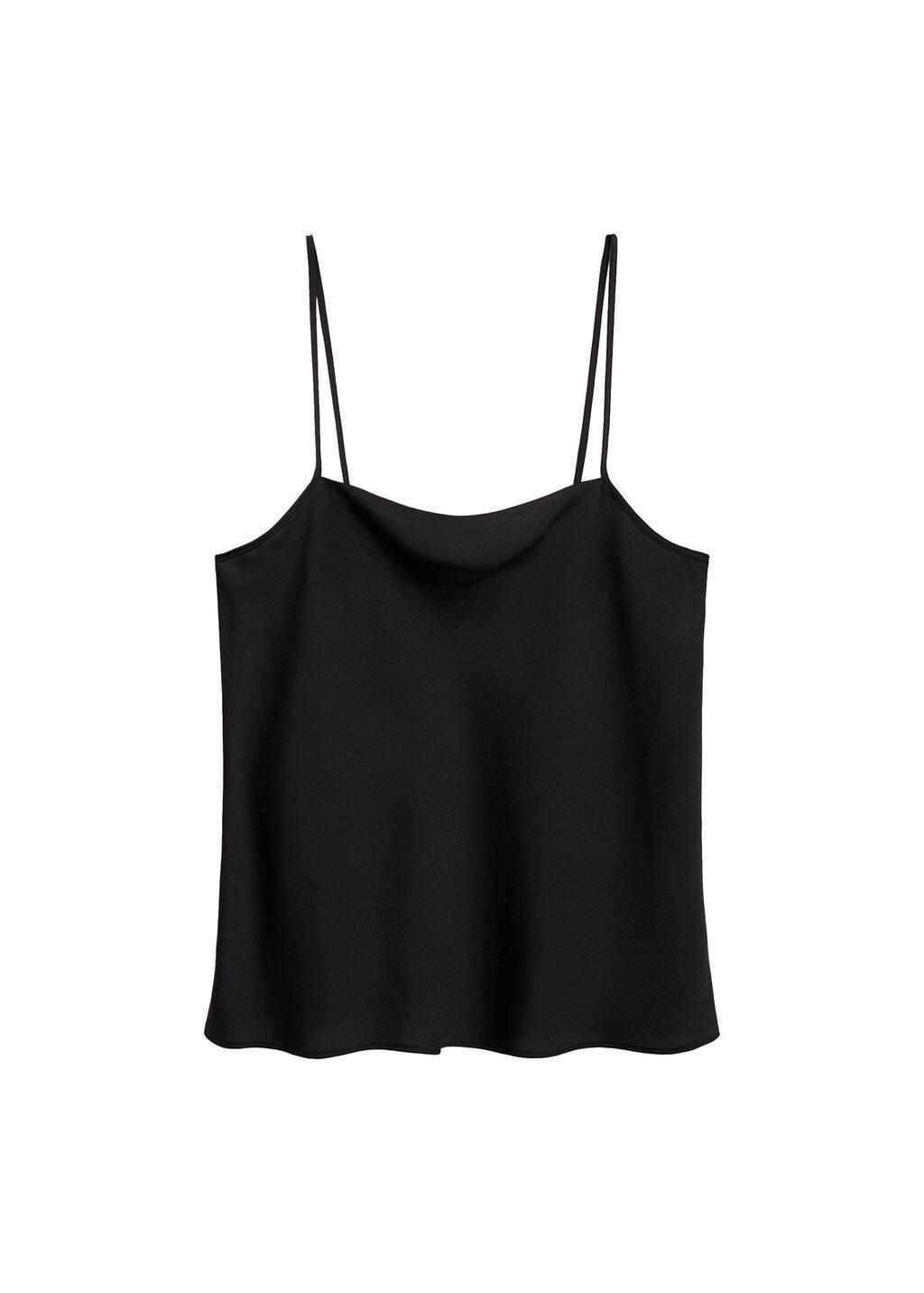 Black Satin Top With Thin Straps, , large image number 3