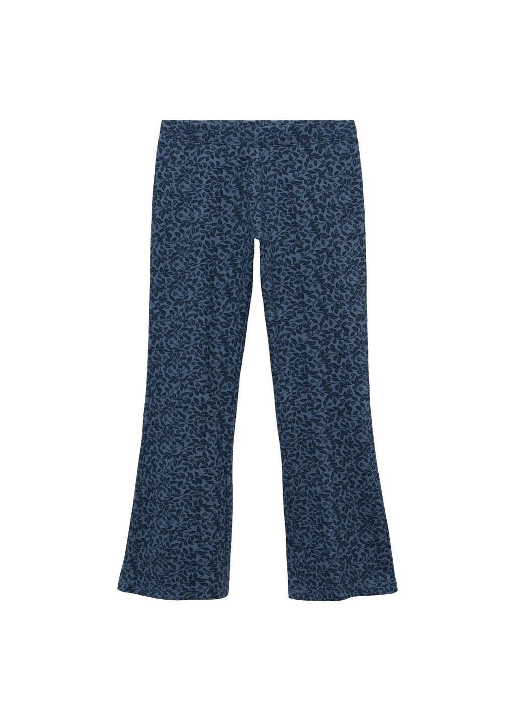 Blue Printed Flared Leggings, , large image number 3