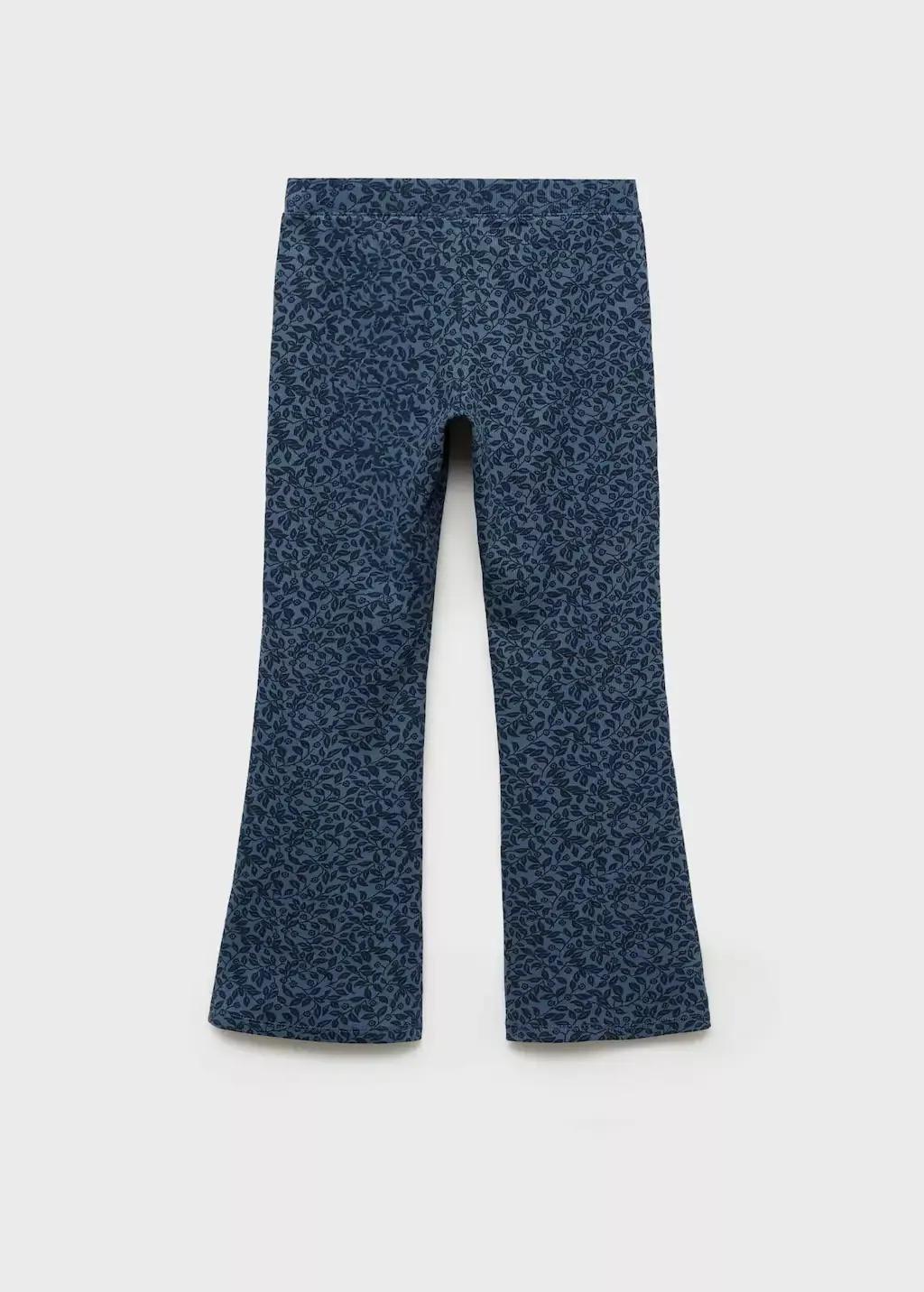 Blue Printed Flared Leggings, , large image number 4