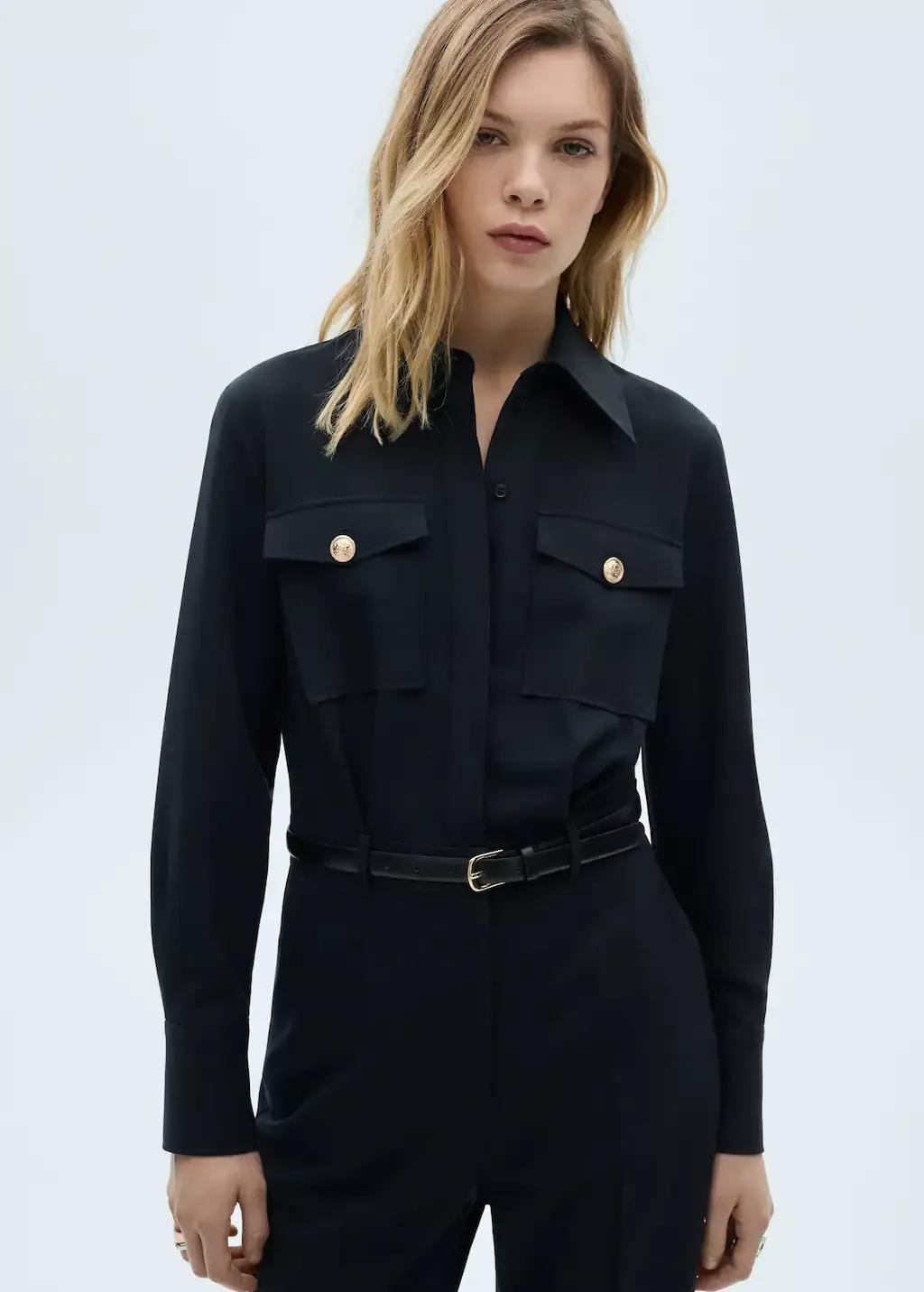 Navy Straight Jumpsuit With Belt, , large image number 0