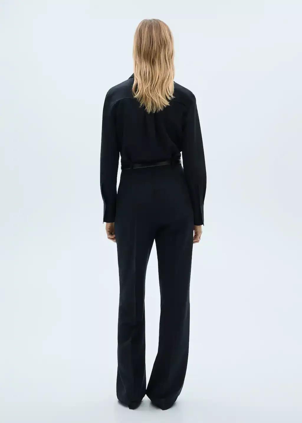 Navy Straight Jumpsuit With Belt, , large image number 4