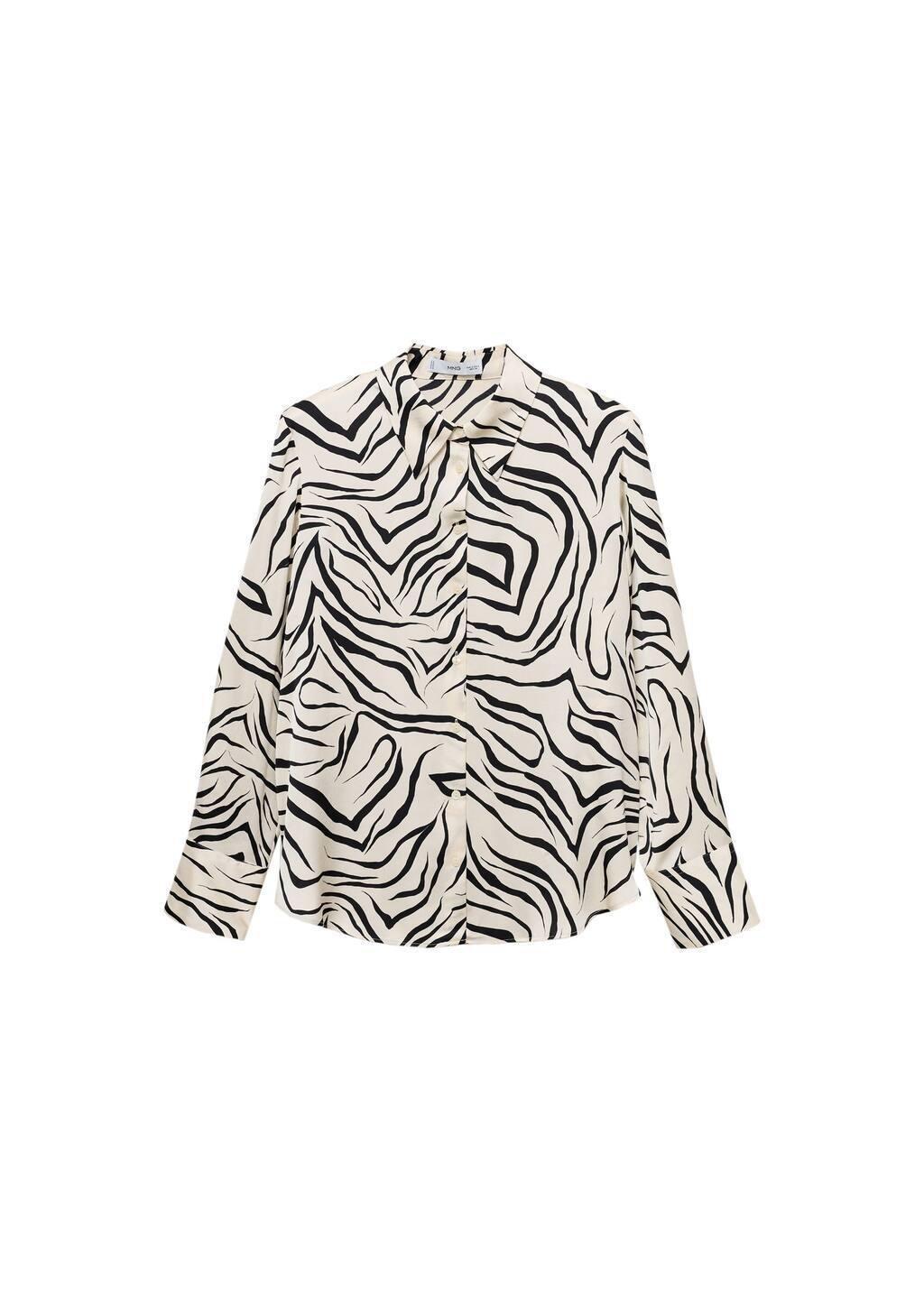 Beige Satin Print Shirt, , large image number 3