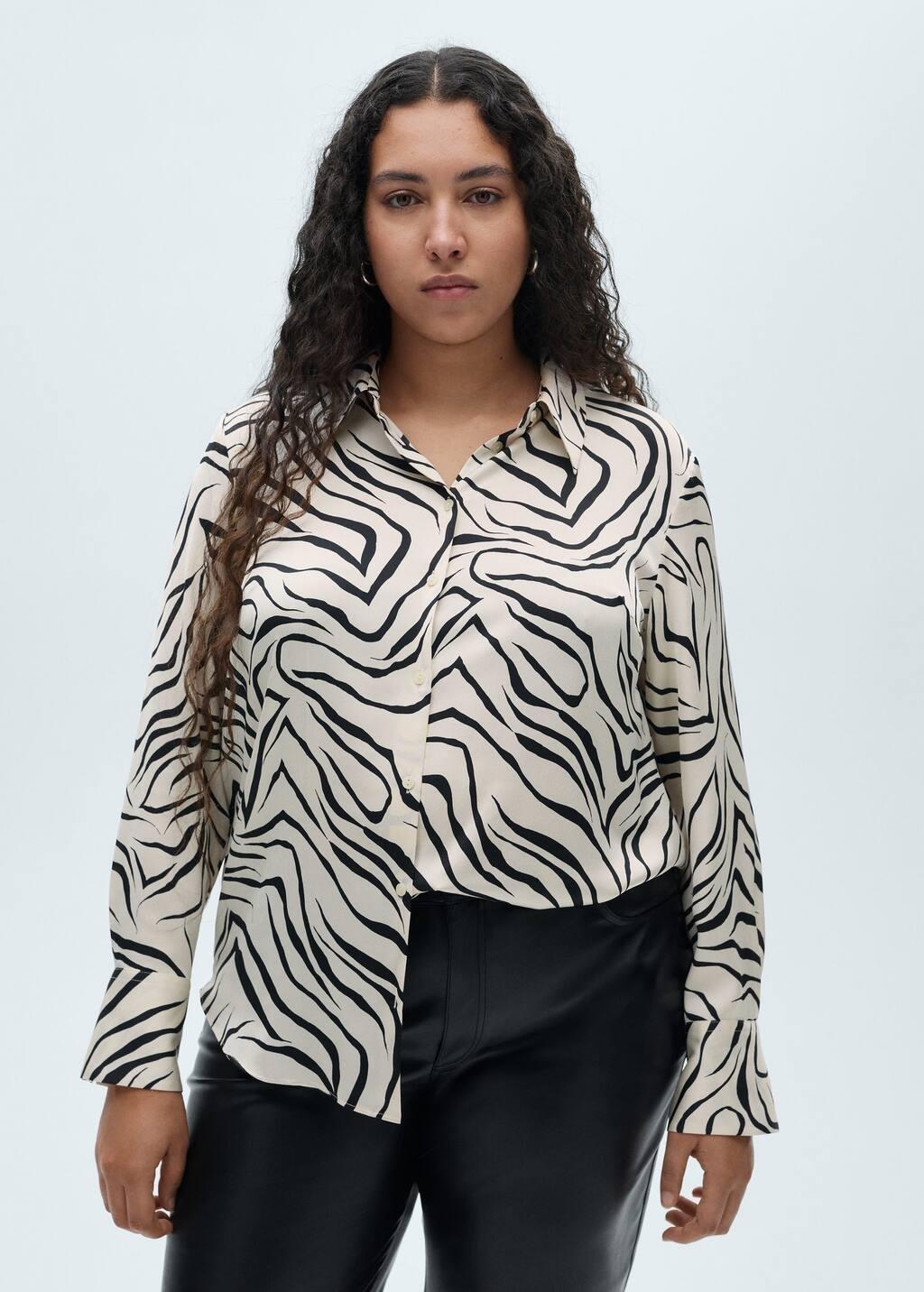 Beige Satin Print Shirt, , large image number 5