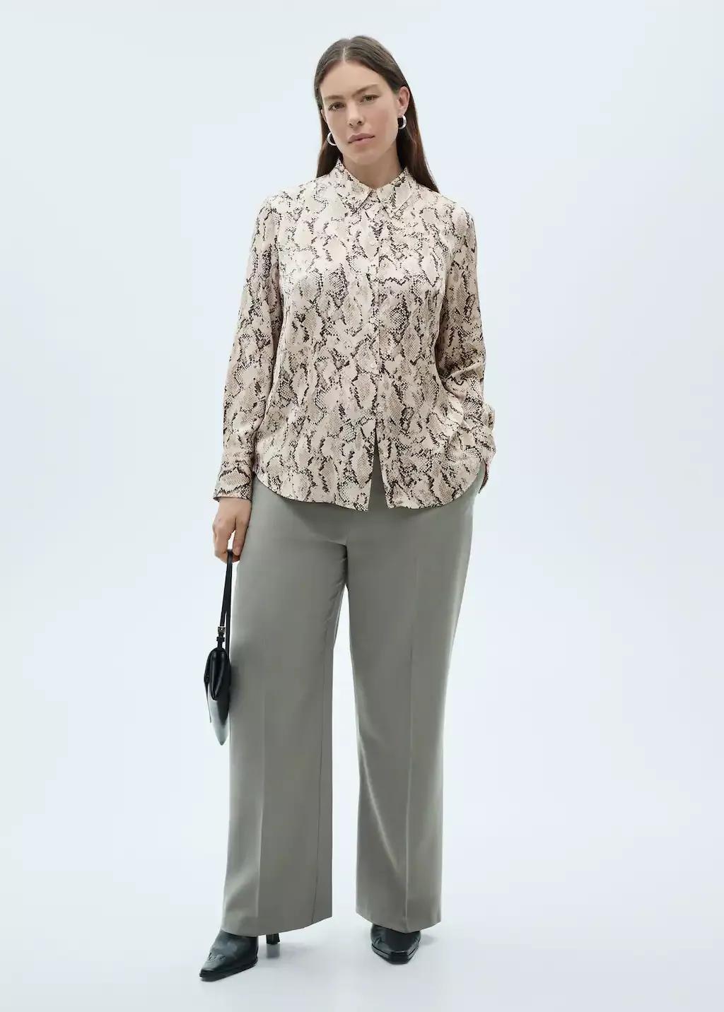 Brown Lt Pastel Satin Print Shirt, , large image number 2