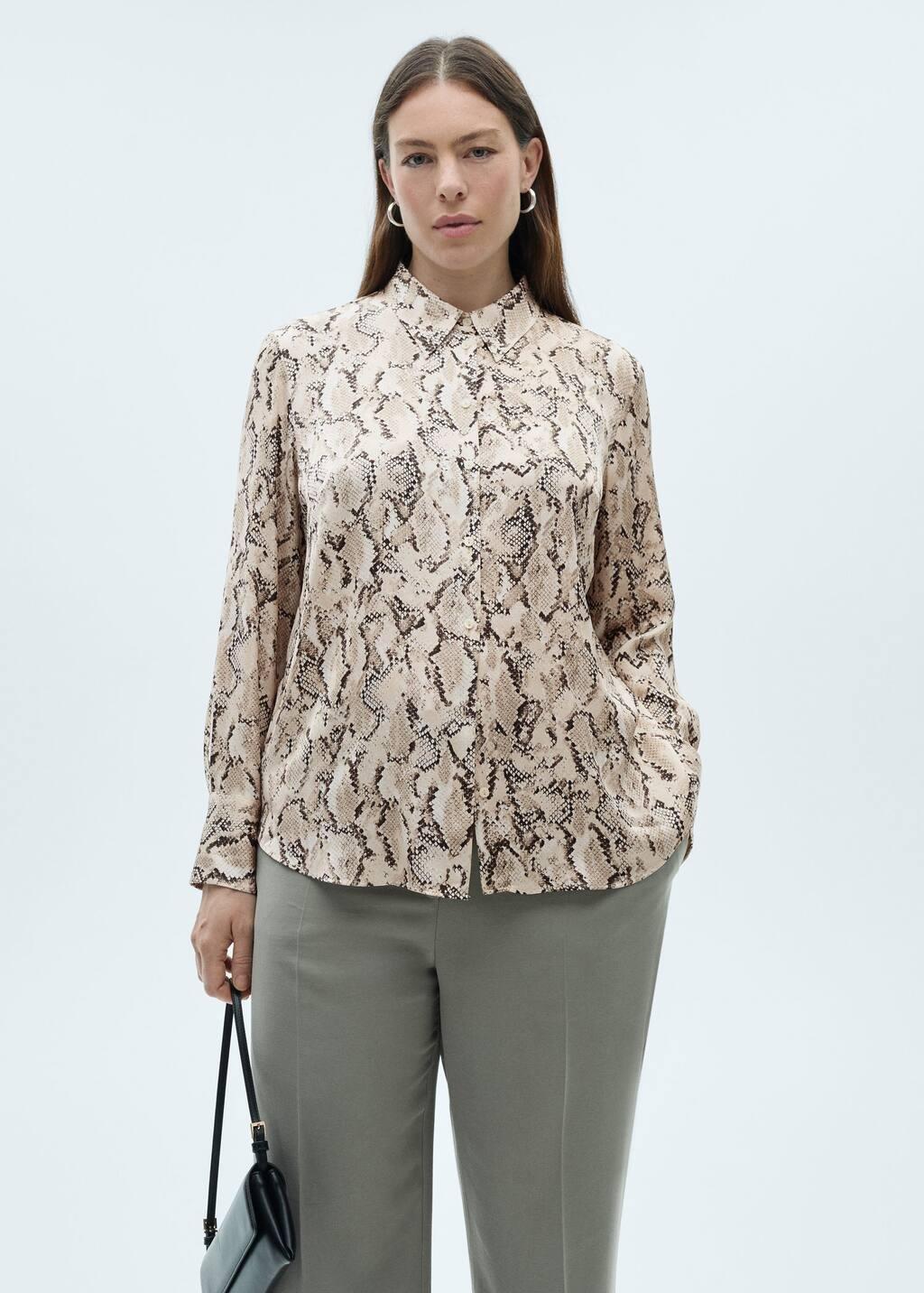 Brown Lt Pastel Satin Print Shirt, , large image number 7