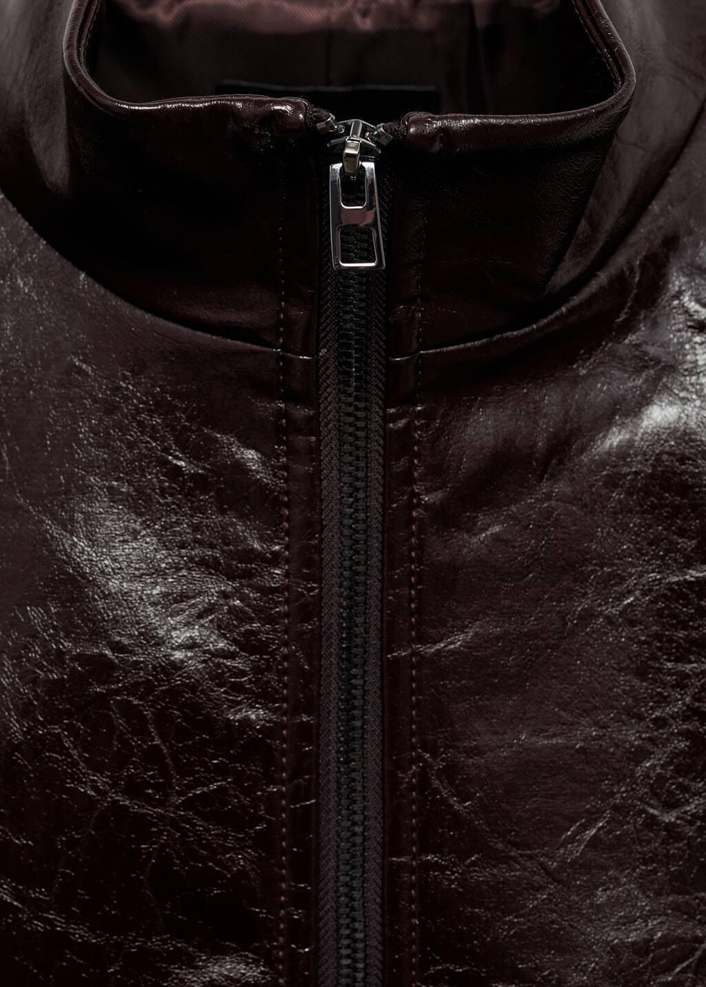 Brown Perkins Collar Texture Jacket, , large image number 4
