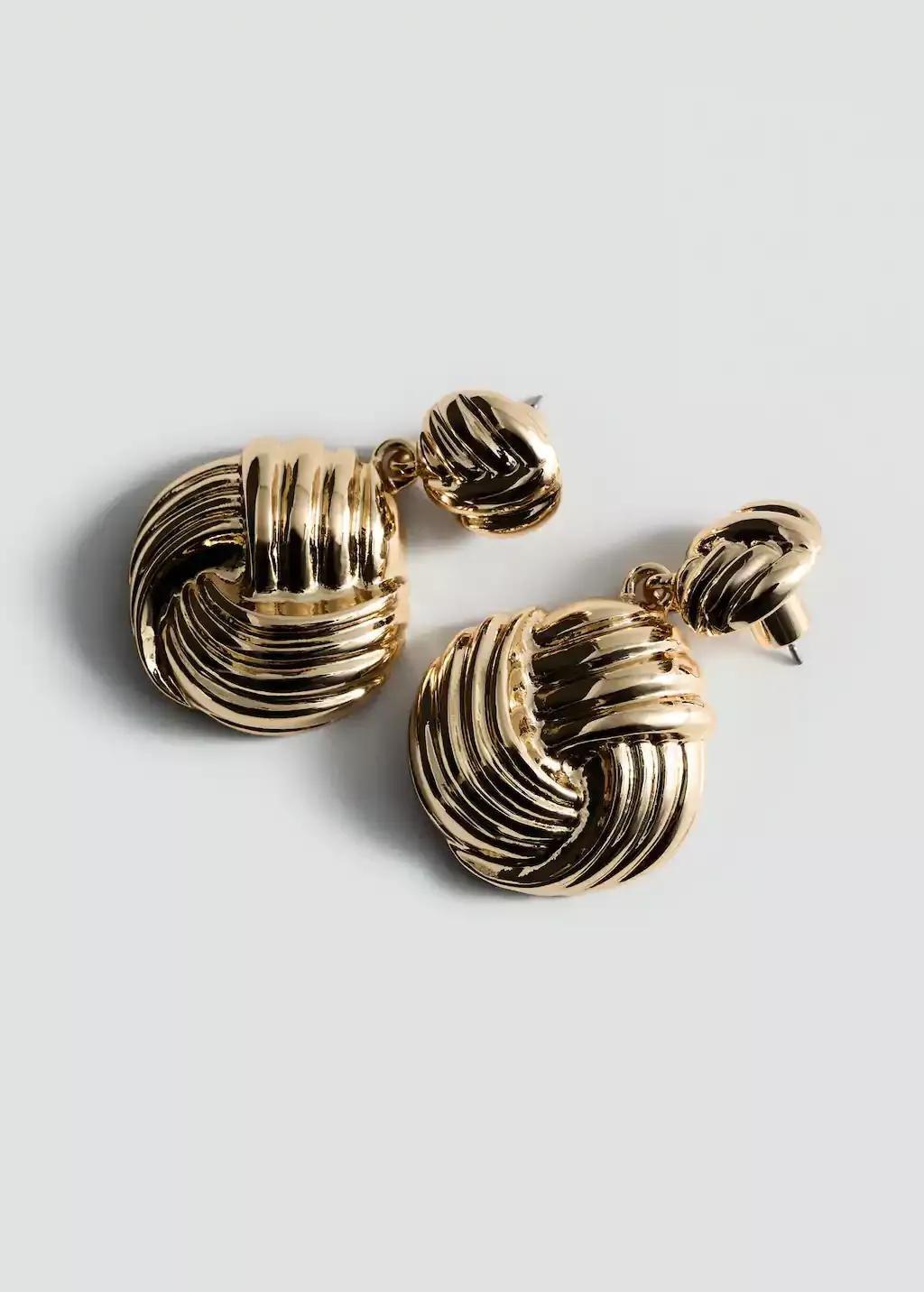 Gold Intertwined Design Earrings, Gold, large image number 0