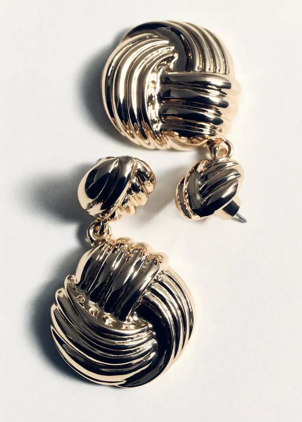Gold Intertwined Design Earrings, Gold, large image number 1