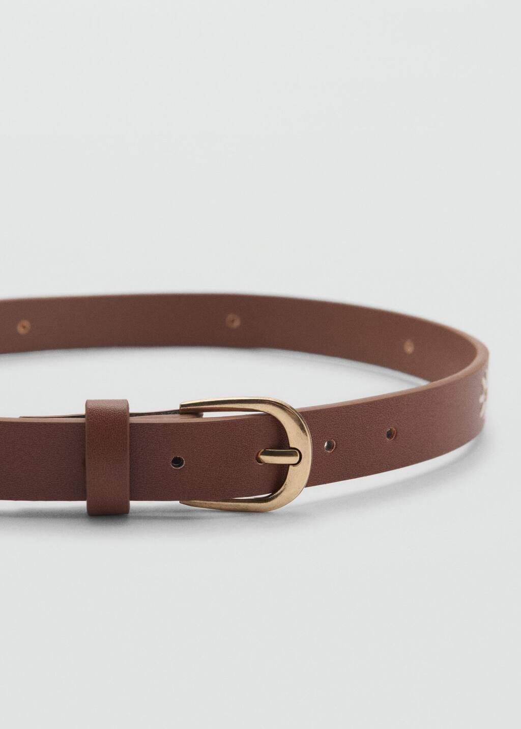 BROWN Flower buckle belt, Kids Girl, , large image number 1