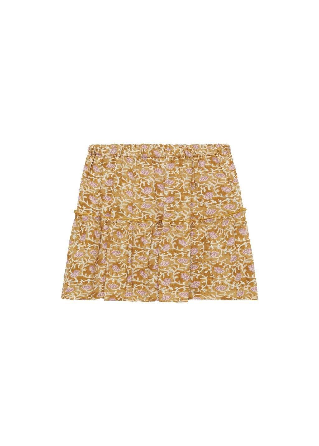 Yellow Short Flared Skirt, Kids Girl, , medium