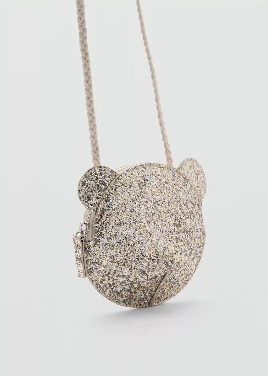 Gold Glitter Bear Bag, Baby Girl, Gold, large image number 0