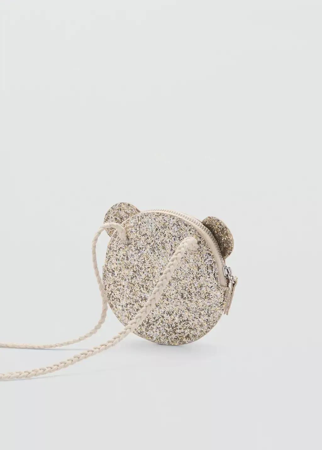 Gold Glitter Bear Bag, Baby Girl, Gold, large image number 1