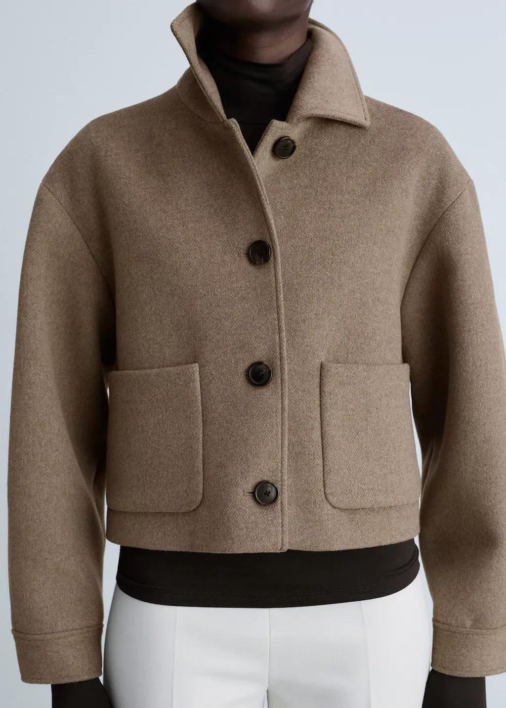 Brown Wool Jacket With Pockets, , large image number 1