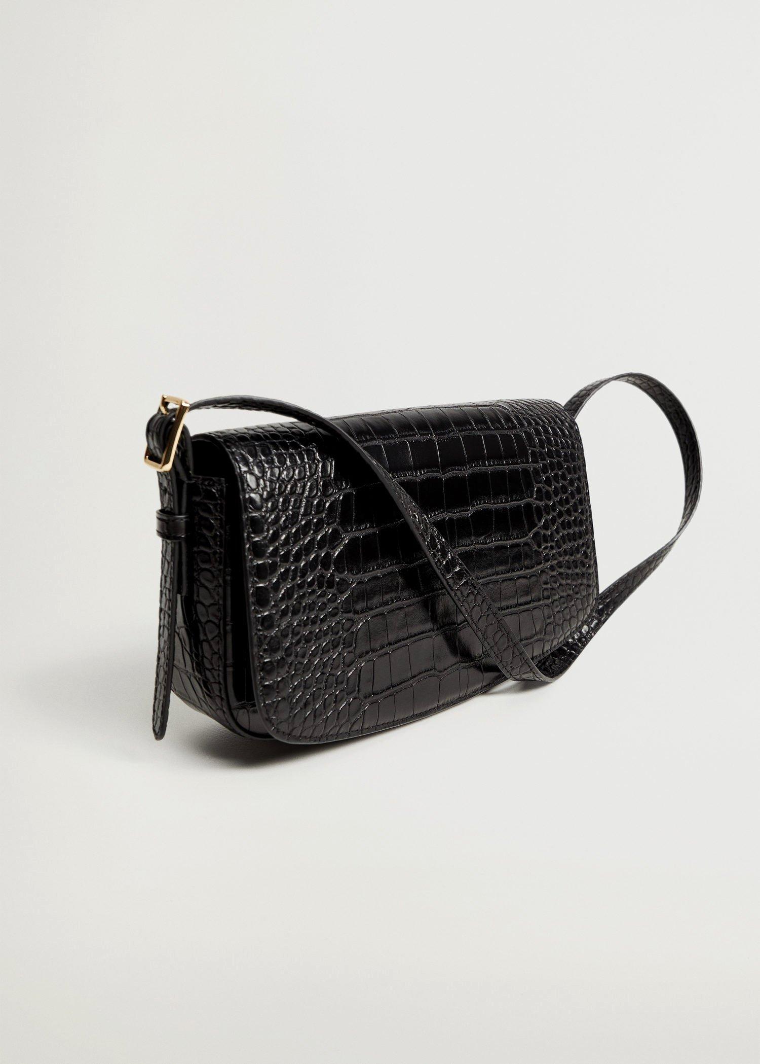 Black Croc-Effect Baguette Bag, Women, , large image number 1