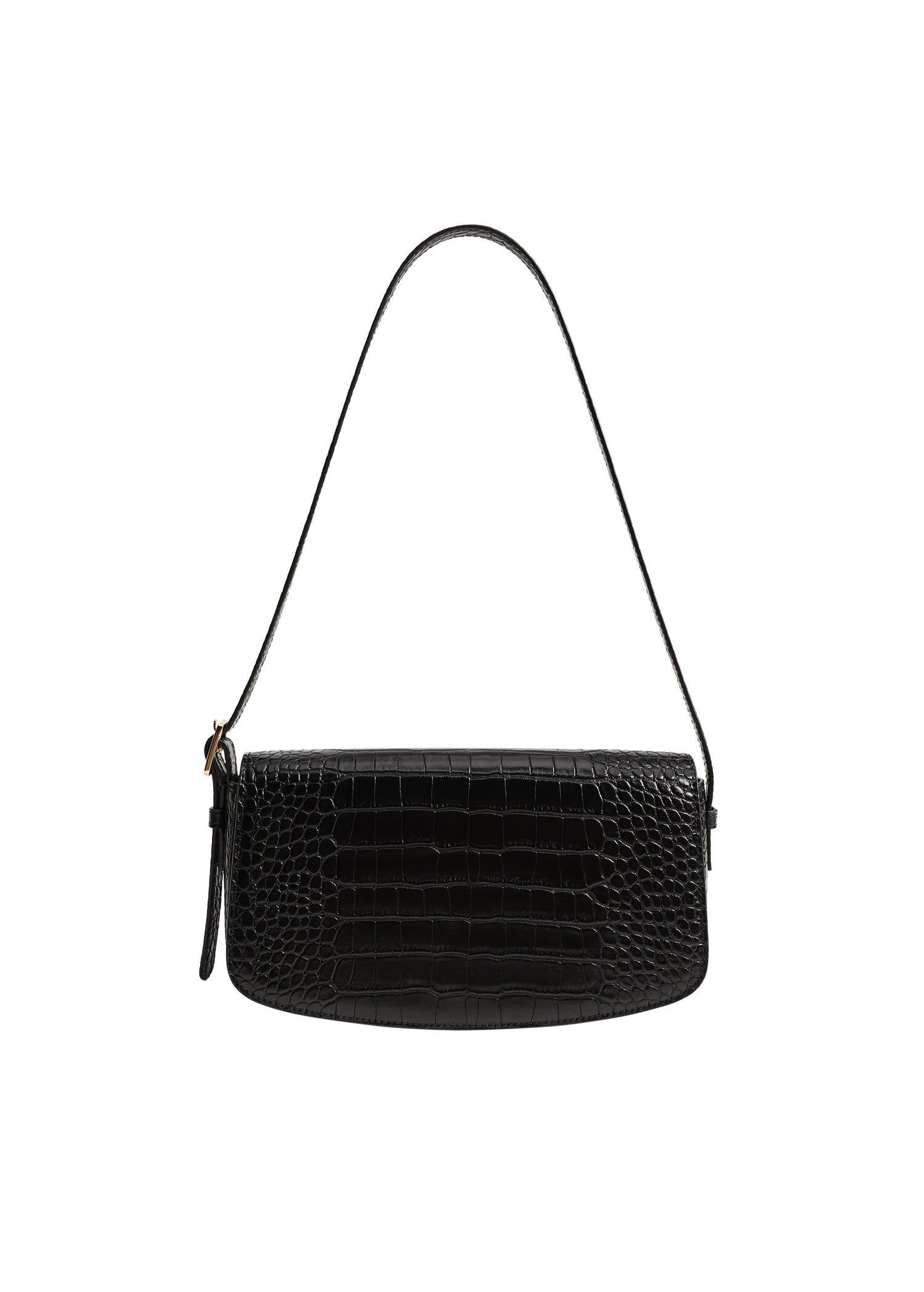 Black Croc-Effect Baguette Bag, Women, , large image number 2
