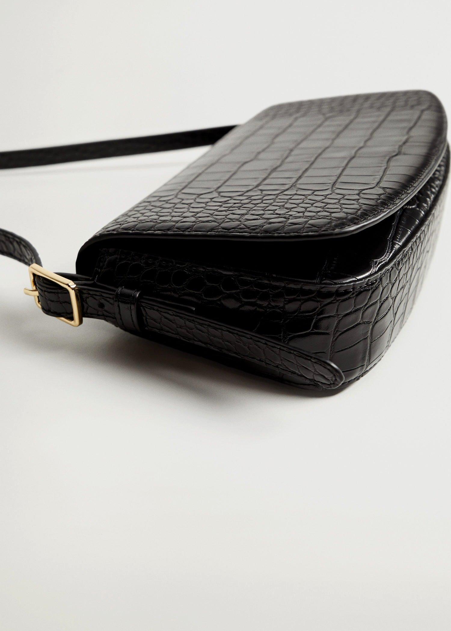 Black Croc-Effect Baguette Bag, Women, , large image number 3