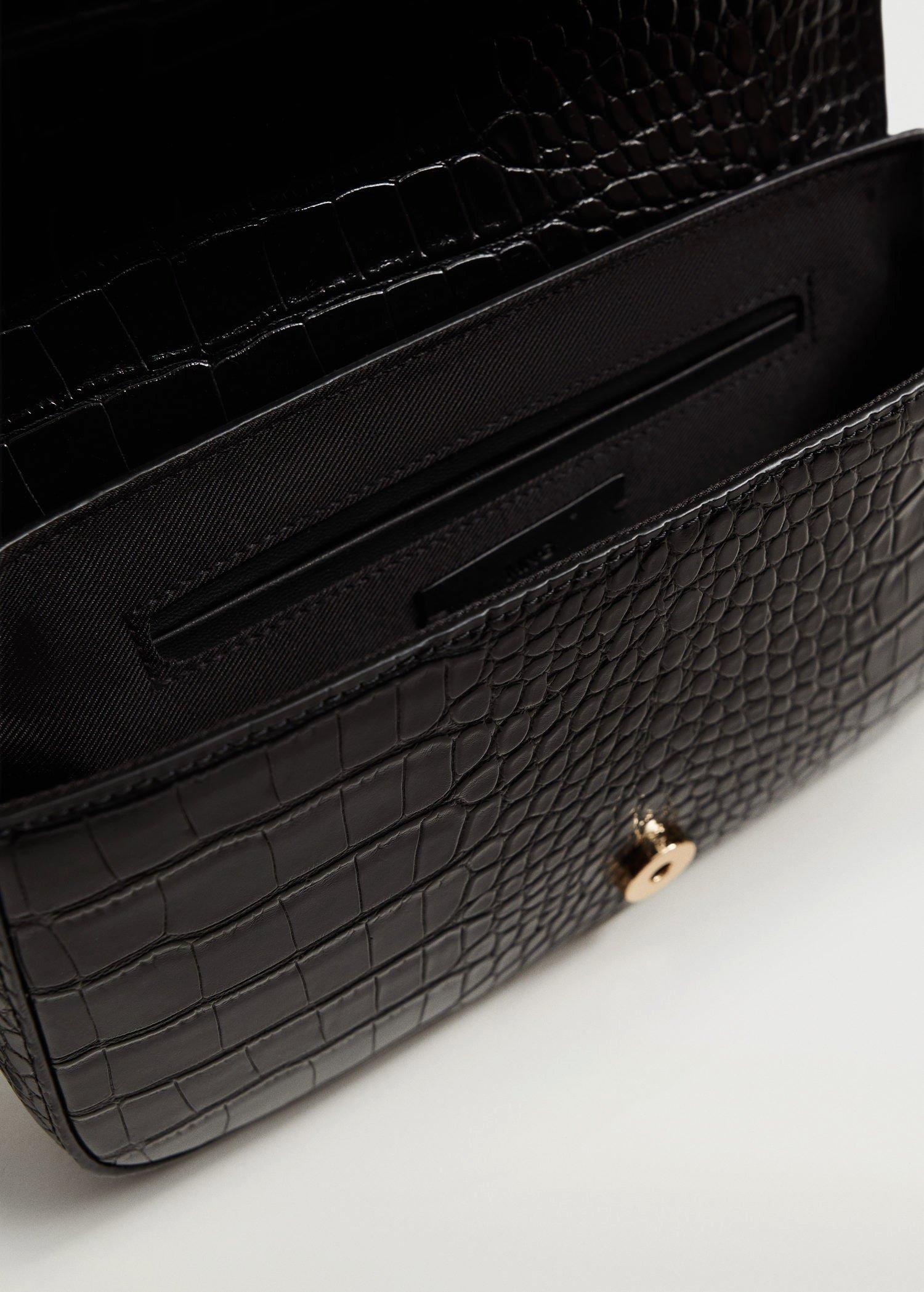 Black Croc-Effect Baguette Bag, Women, , large image number 4