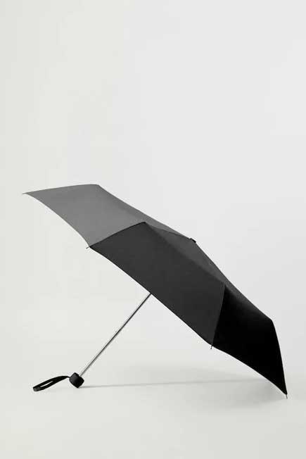 Black Plain Folding Umbrella, Women, , large image number 0