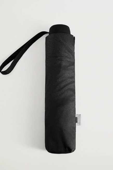 Black Plain Folding Umbrella, Women, , large image number 1