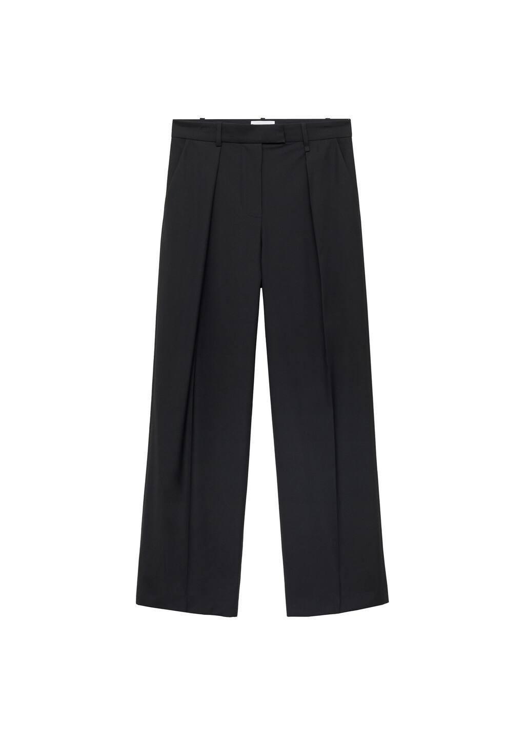 Grey Straight-Fit Pleated Trousers, , large image number 3