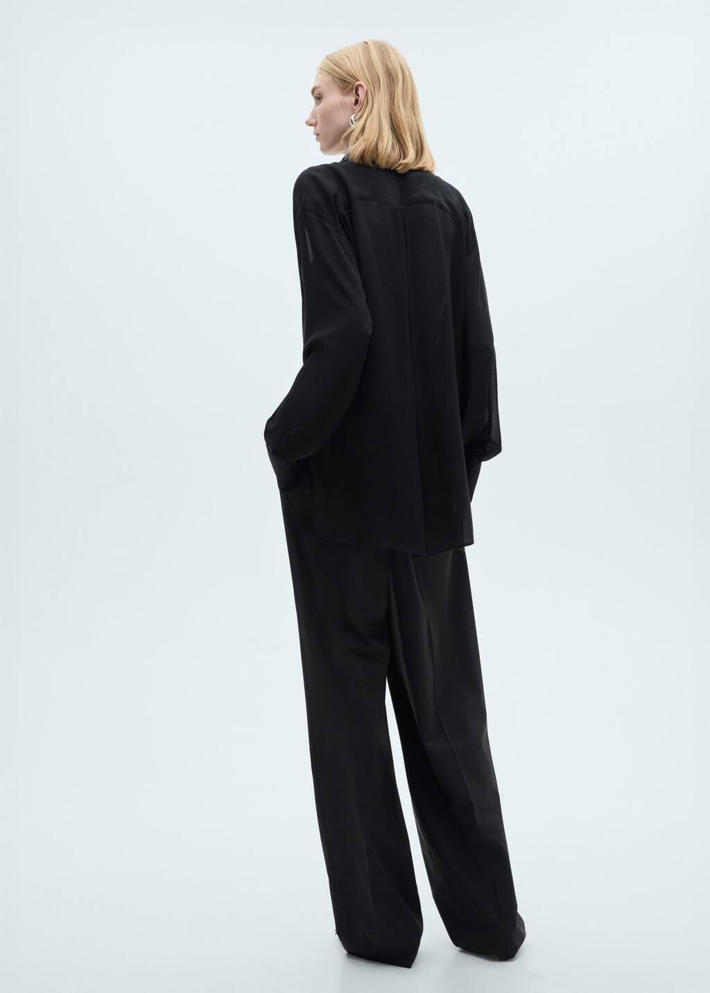 Grey Straight-Fit Pleated Trousers, , large image number 4