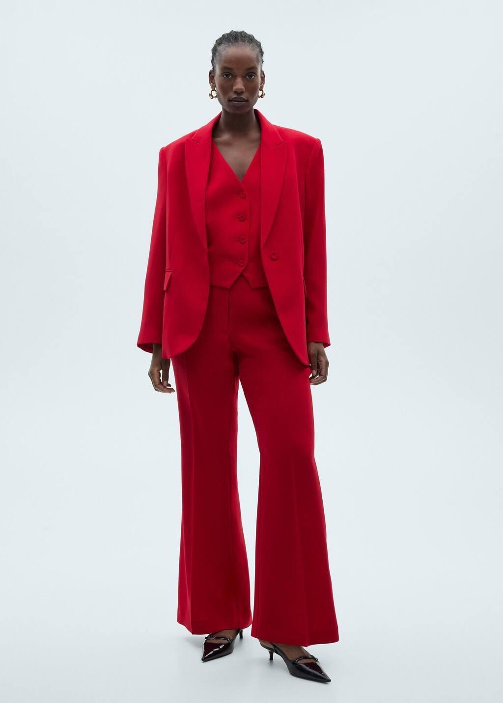Red Structured Suit Jacket, Red, large image number 3