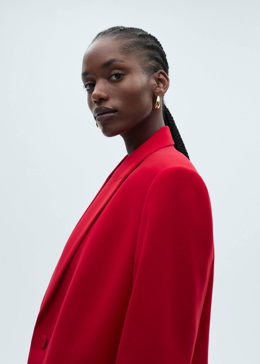 Red Structured Suit Jacket, Red, large image number 4