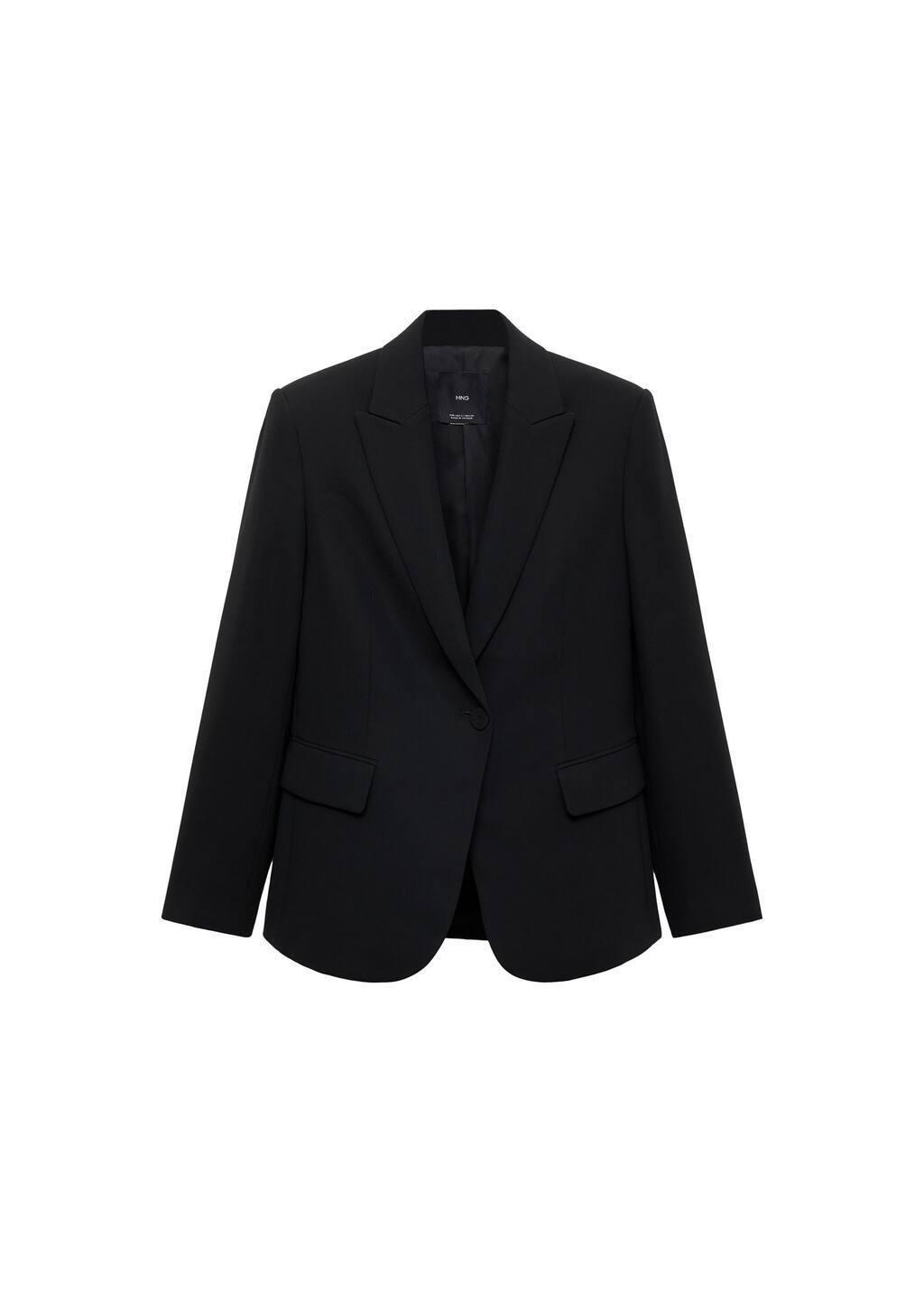 Black Structured Suit Jacket, Black, large image number 2