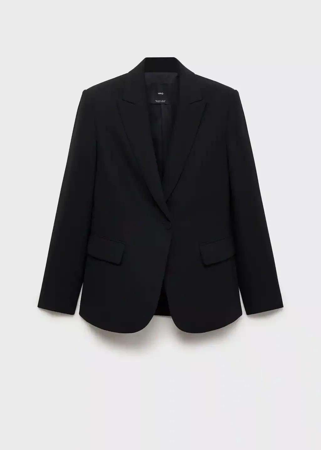 Black Structured Suit Jacket, Black, large image number 4