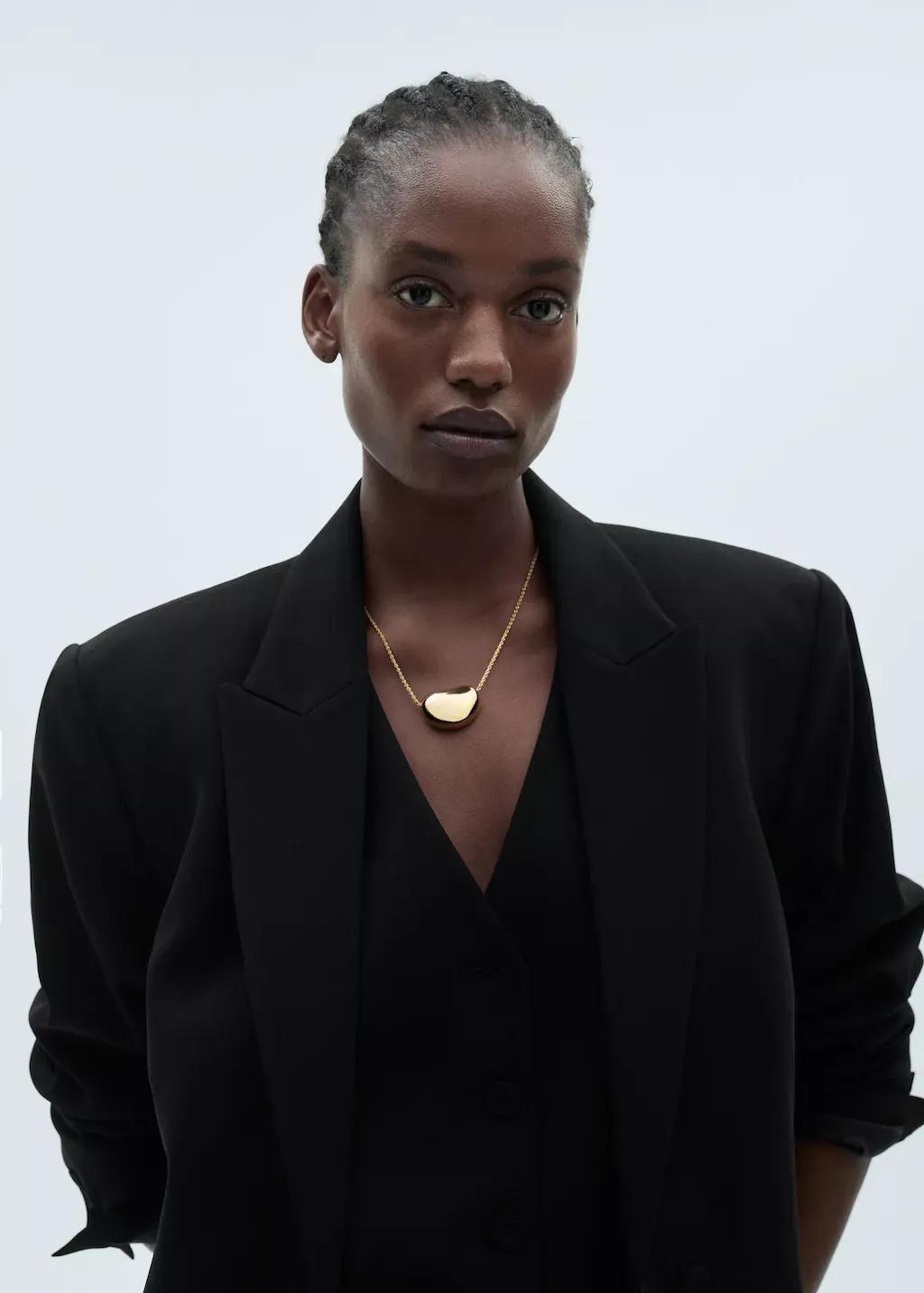 Black Structured Suit Jacket, Black, large image number 7