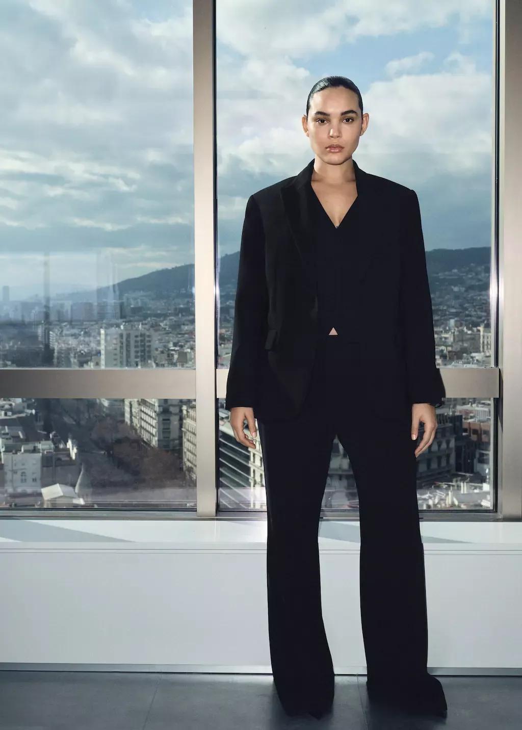 Black Structured Suit Jacket, Black, large image number 10