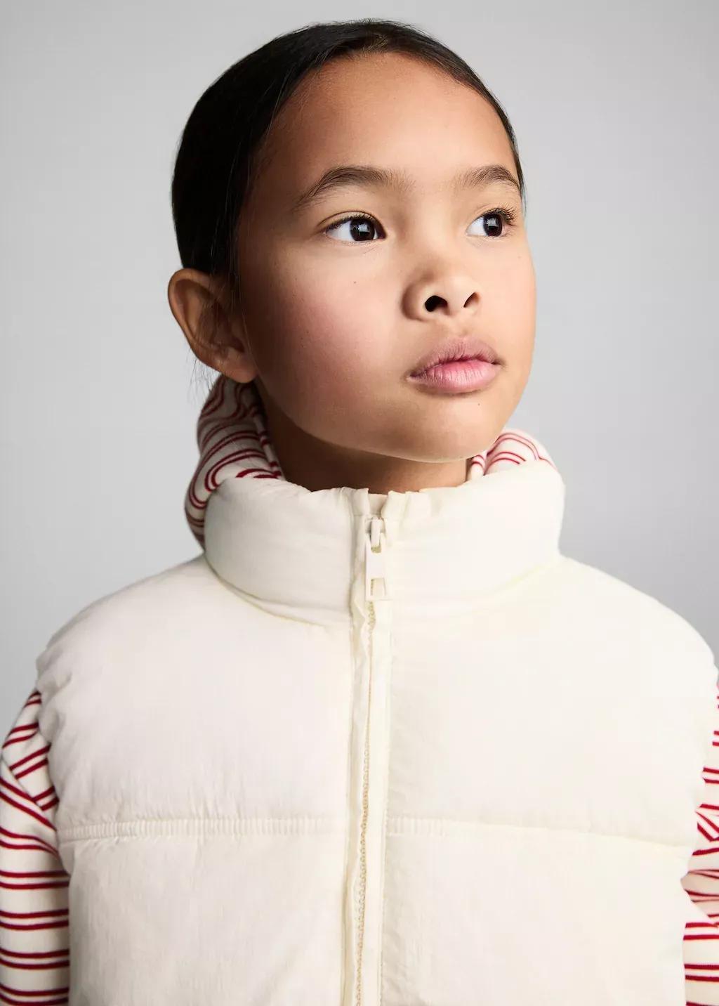 Beige Quilted Gilet, Kids Girl, , large image number 1