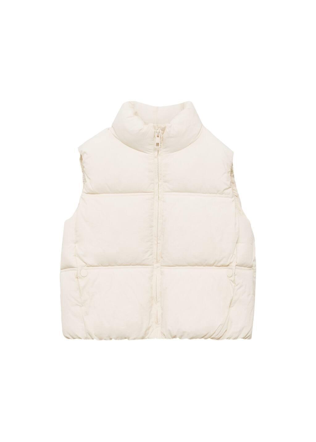 Beige Quilted Gilet, Kids Girl, , large image number 2