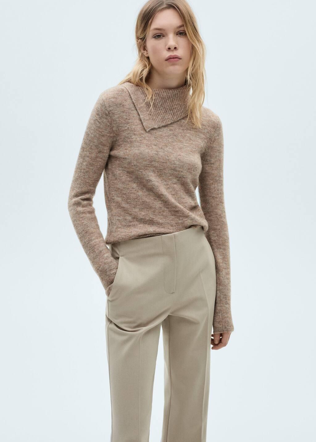 Beige Mid-Rise Flare Trousers, , large image number 1