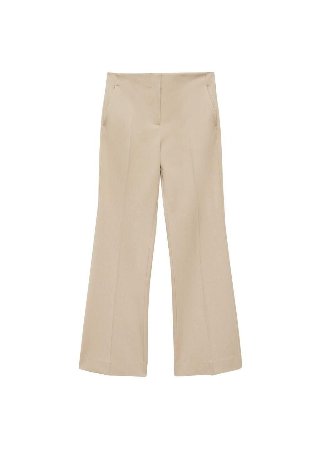 Beige Mid-Rise Flare Trousers, , large image number 2