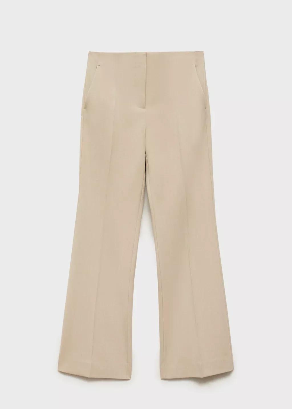 Beige Mid-Rise Flare Trousers, , large image number 5